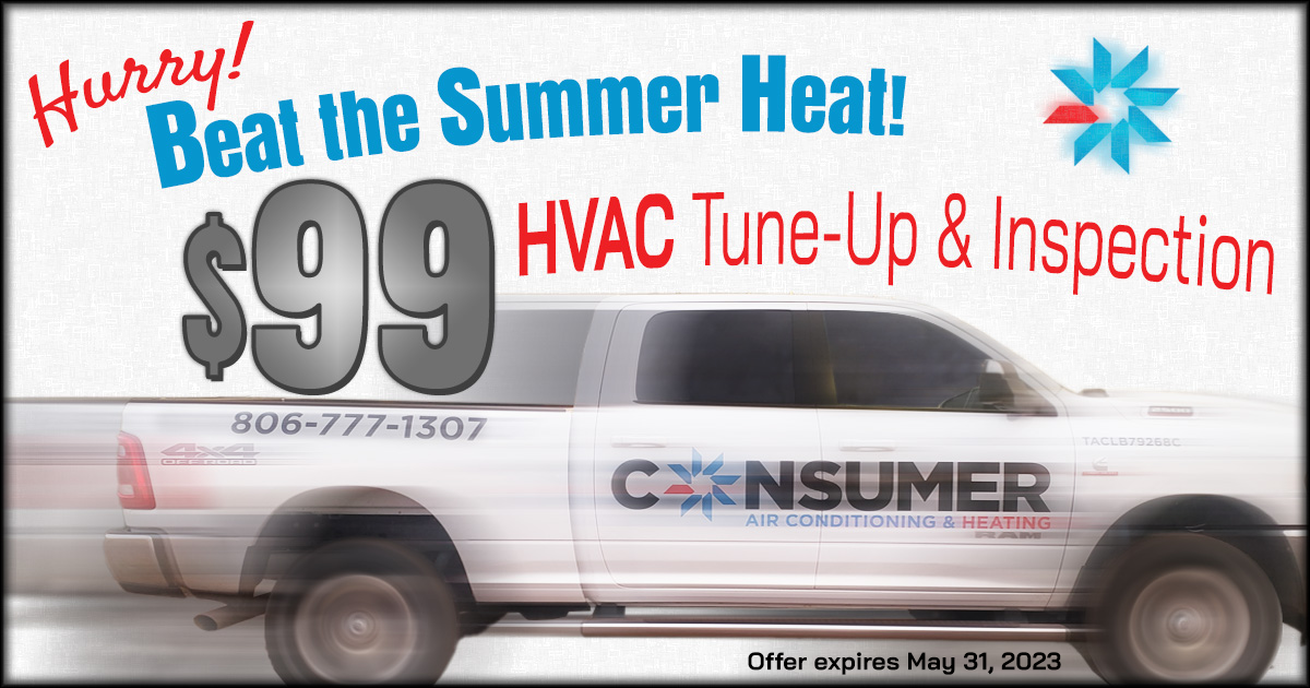 $99 HVAC Summer Tune-Up & Inspection from Consumer Air in Brownfield TX